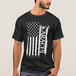 T-shirt Karachi États-Unis en détresse avec drapeau améric
