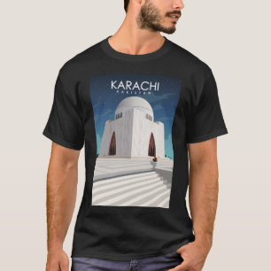 T-shirt Karachi Pakistan Vintage Minimal Rétro Travel Post