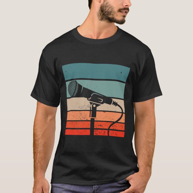 T-shirt Karaoke Bar Microphone Vintage Chant Soirée (Devant)