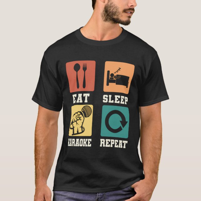 T-shirt Karaoke Chanteur Chanson Lyrics Microphone Manger  (Devant)