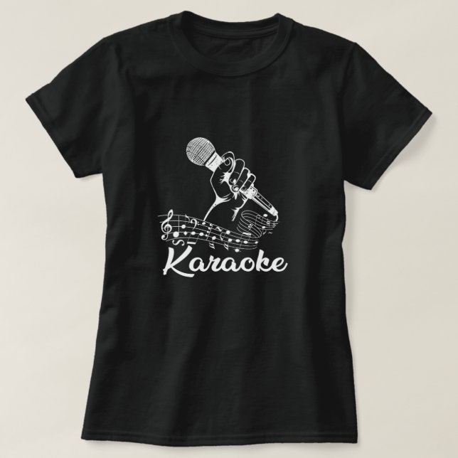 T-shirt Karaoke Mic Music Notes Microphone Singing Cadeau (Design devant)