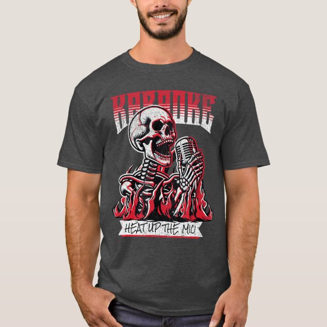 T-shirt Karaoke Punk Rock Heat Up The Mic Skeleton (Devant)