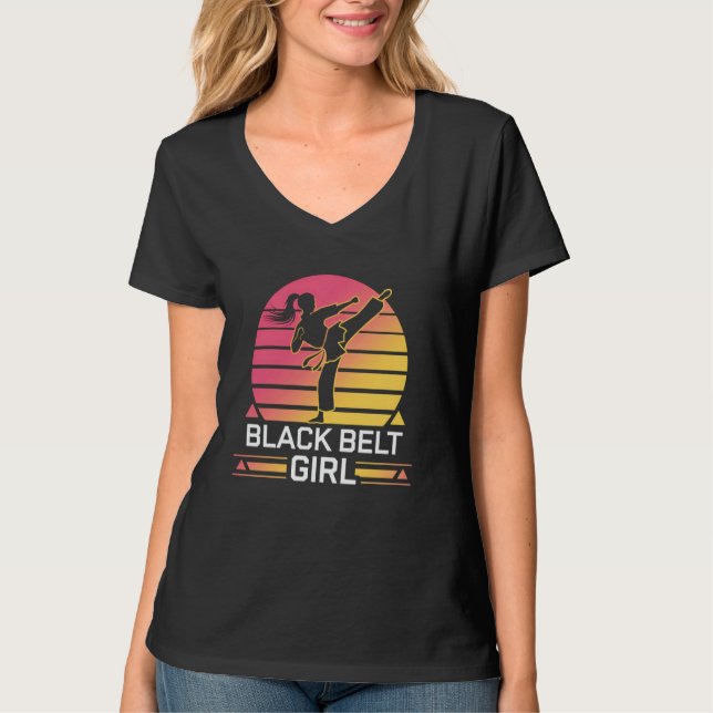 T-shirt Karate Black Belt Girl Martial Arts Sunset Trainin (Devant)