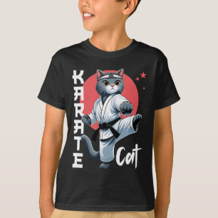 T-shirt Karate Cat Gi Black Belt Martial Arts Kick Feline