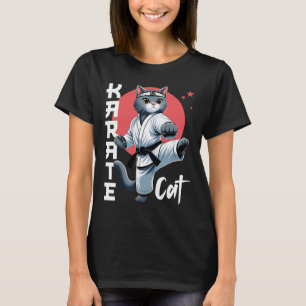 T-shirt Karate Cat Gi Black Belt Martial Arts Kick Feline