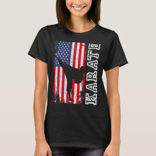 T-shirt Karate Classique Drapeau Usa Fête Indépendance Pat