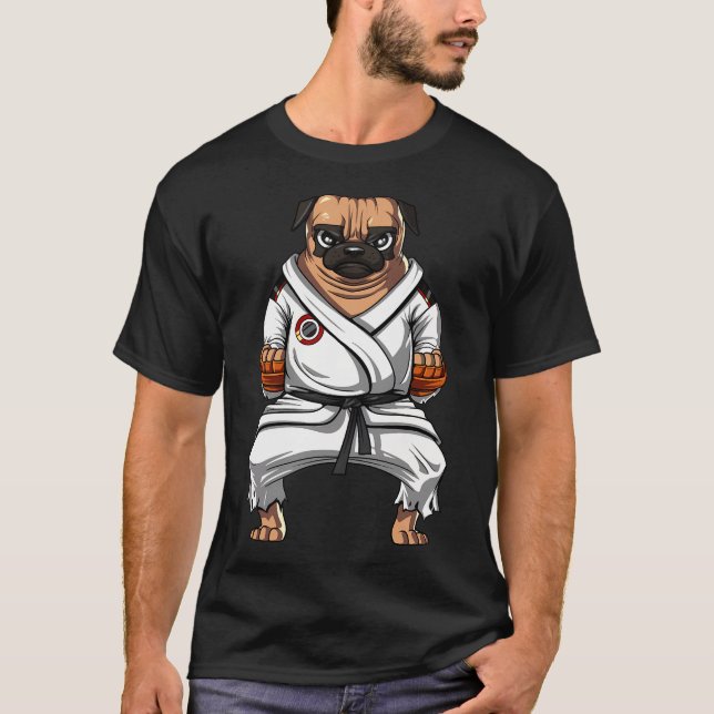 T-shirt Karate de chien pug (Devant)