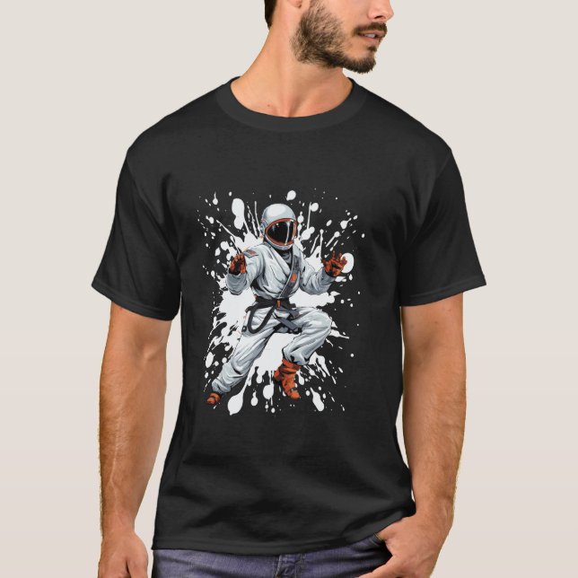 T-shirt Karate de combat classique d'astronaute de judo (Devant)