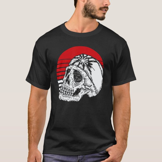 T-shirt Karate de crâne rétro classique (Devant)