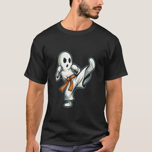 T-shirt karaté de fantôme d'Halloween (Devant)