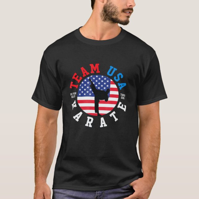 T-shirt Karate d'équipe classique hommes femmes Drapeau Us (Devant)