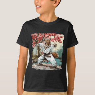 T-shirt Karate Écureuil Arbre Sakura Jiu-Jitsu Taekwondo