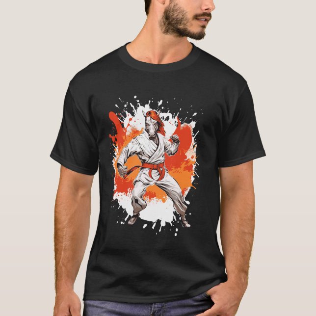 T-shirt Karaté équin combattant d'animaux Judo (Devant)