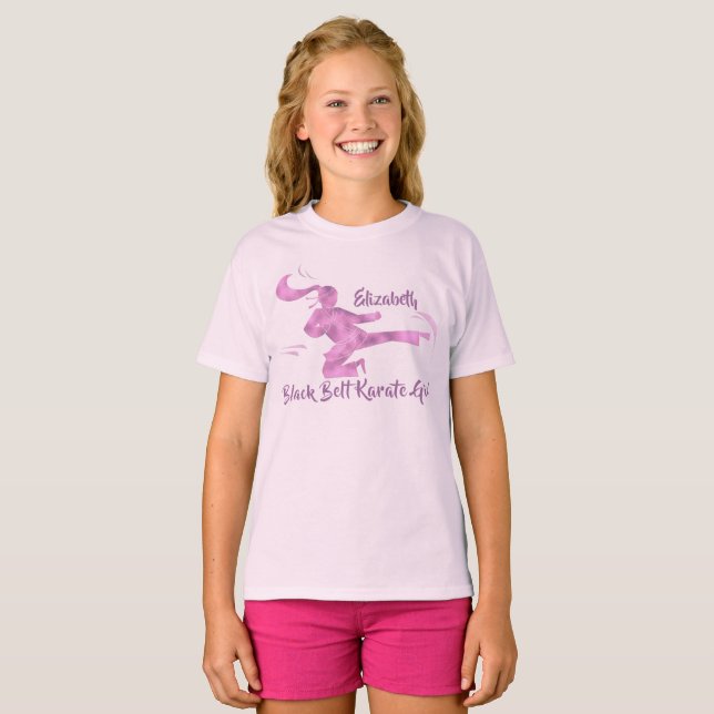 T-shirt Karate Girl Martial Arts violet rose mignon Unique (Devant entier)
