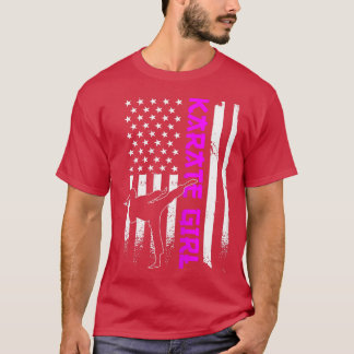 T-shirt Karate Girl Teen American Flag Karate Daughter
