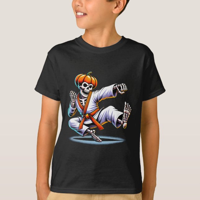 T-shirt Karaté Halloween Skeleton (Devant)