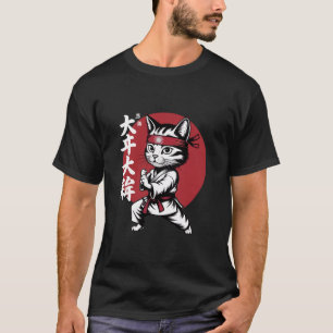 T-shirt Karate Judo Chat Japon Drapeau Japonais Graphique 