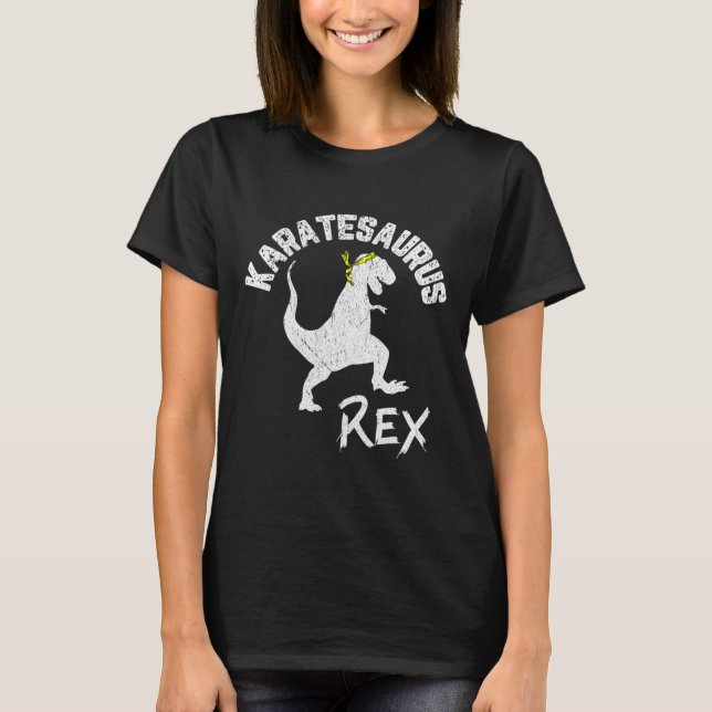 T-shirt Karate Karatesaurus Rex Dinosaur Funny Martial Art (Devant)
