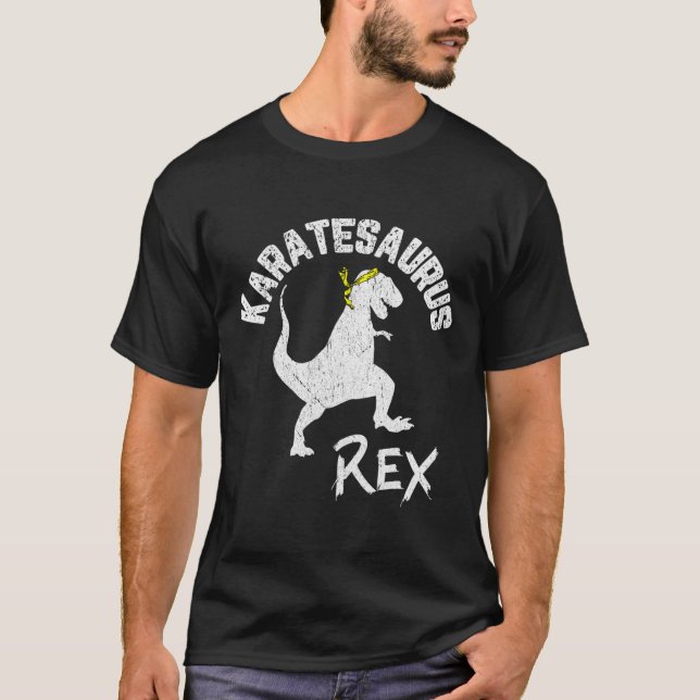 T-shirt Karate Karatesaurus Rex Dinosaur Funny Martial Art (Devant)