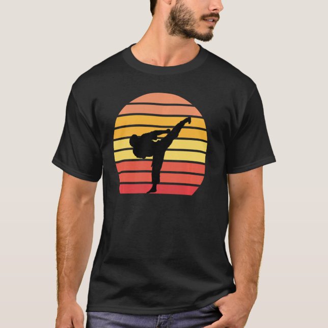 T-shirt Karate kick coucher de soleil complet shotokan con (Devant)