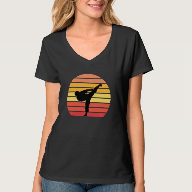 T-shirt Karate kick coucher de soleil complet shotokan con (Devant)
