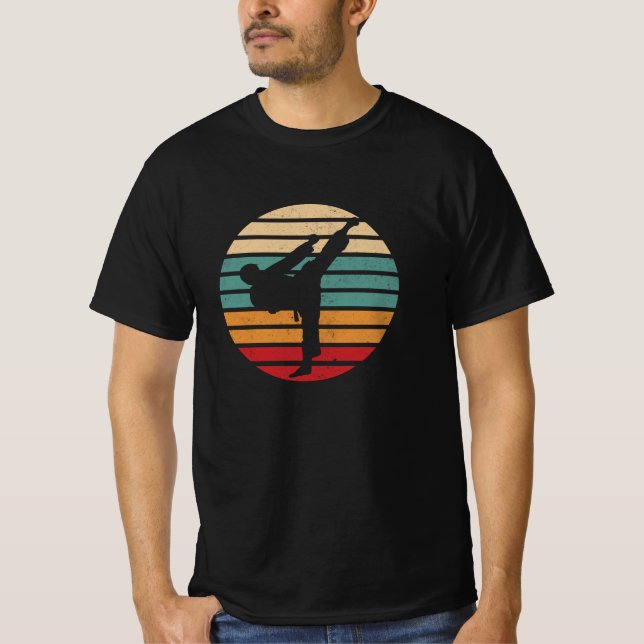 T-shirt Karate Kick Retro Sun Karate Fighter (Devant)