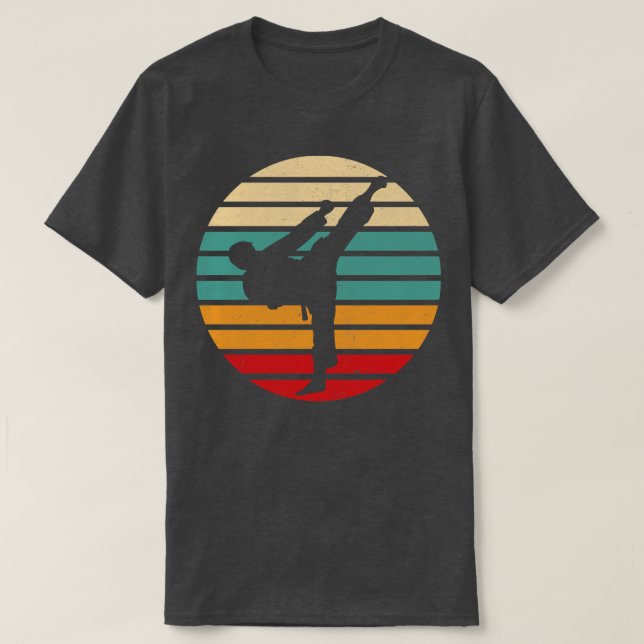T-shirt Karate Kick Retro Sun Karate Fighter (Design devant)
