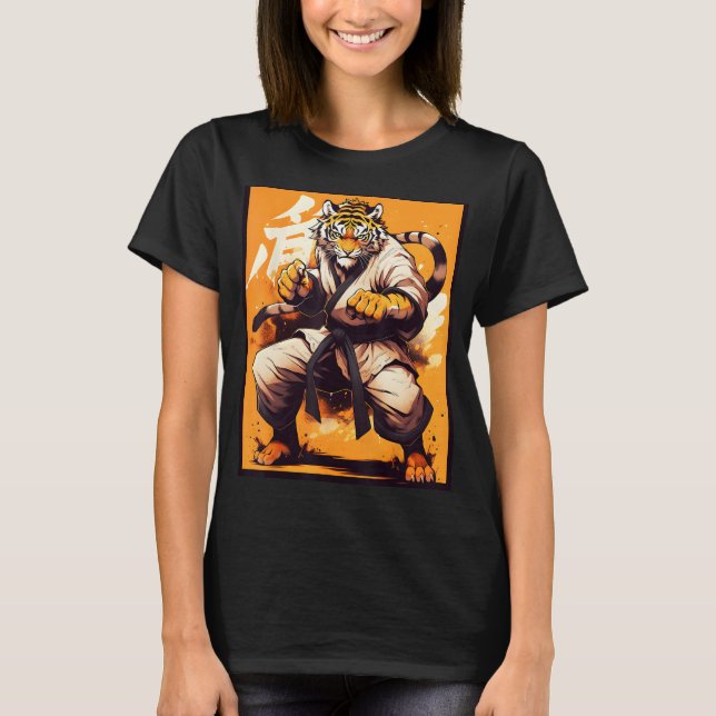 T-shirt Karate King Graphic avec Tiger Karate Warrior De (Devant)