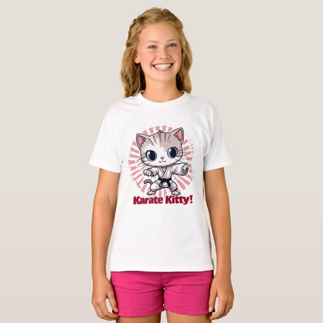 T-shirt "Karate Kitty" guerrier félin (Devant entier)