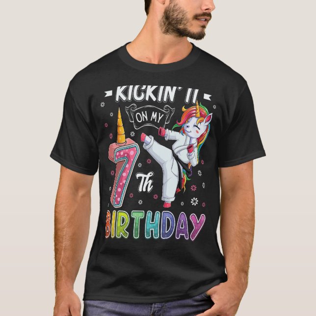 T-shirt Karate Licorne Classique 7ème Anniversaire 7 Sept  (Devant)