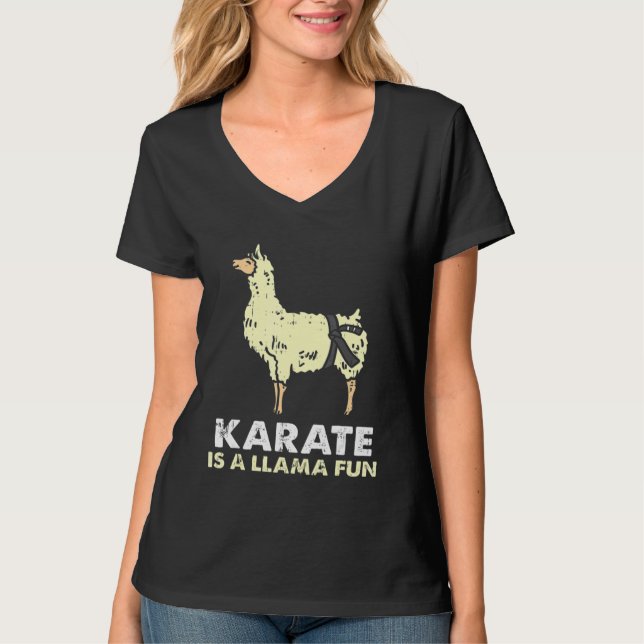 T-shirt Karate Llama Fun Black Belt Alpaca Martial Arts (Devant)