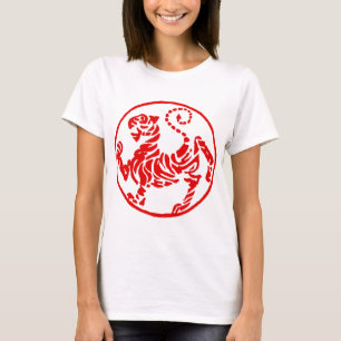 T-shirt Karaté rouge de Japonais de tigre de Shotokan