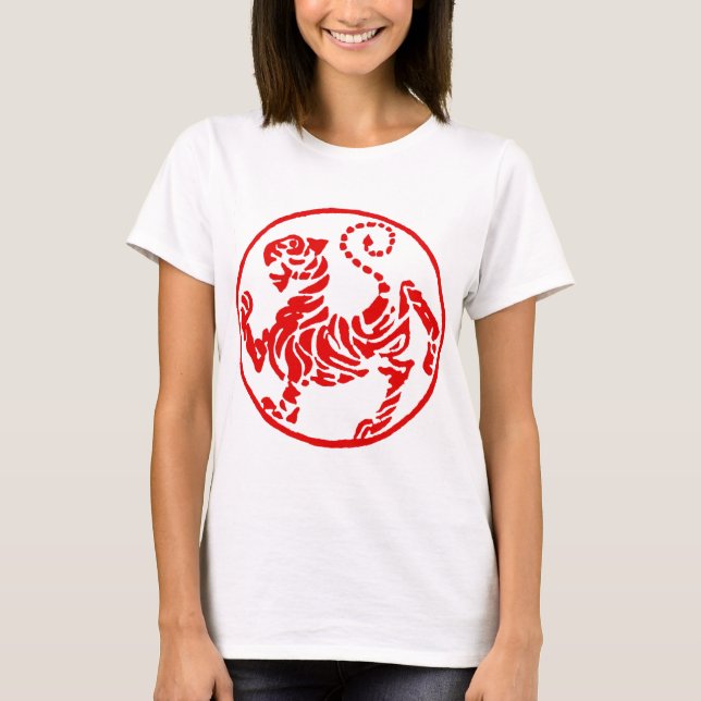 T-shirt Karaté rouge de Japonais de tigre de Shotokan (Devant)