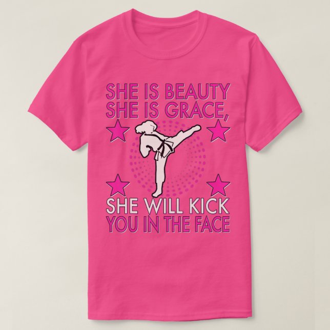 T-shirt Karate Taekwondo Girl Femmes Karate Kick (Design devant)
