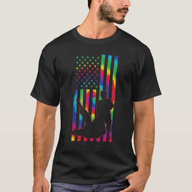 T-shirt Karate Tie Dye Drapeau Américain Karate (Devant)