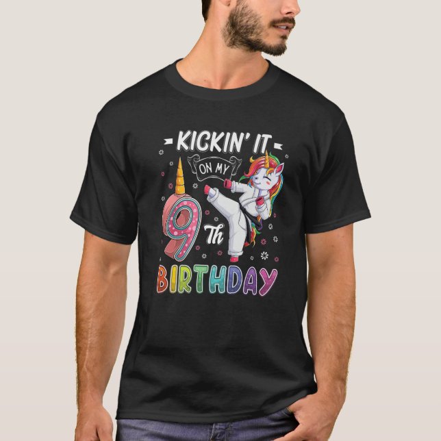 T-shirt Karaté Unicorne 9E Anniversaire Neuf 9 Anniversair (Devant)