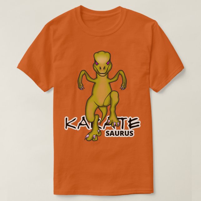 T-shirt Karatesaurus Raptor Crane Kick Funny Dino Karate (Design devant)