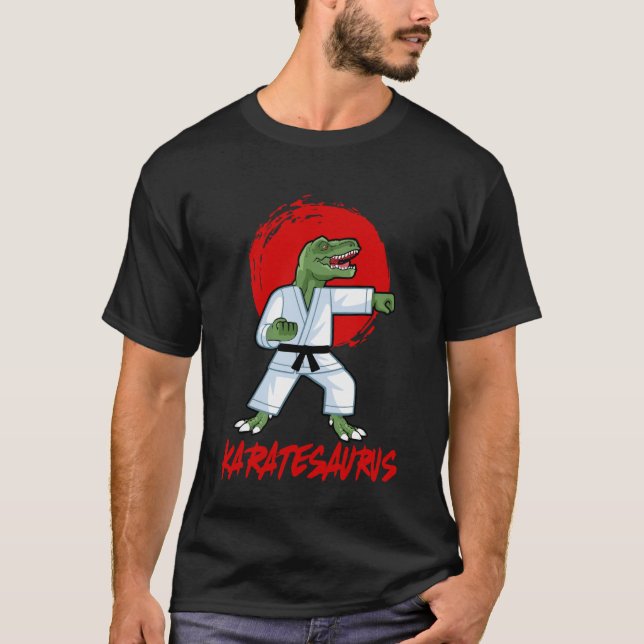 T-shirt Karatesaurus T rex Karaté Drôle Dinosaure Karaté M (Devant)