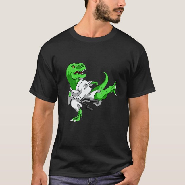 T-shirt Karatesaurus Trex Karaté Drôle Dinosaure Garçon Fi (Devant)