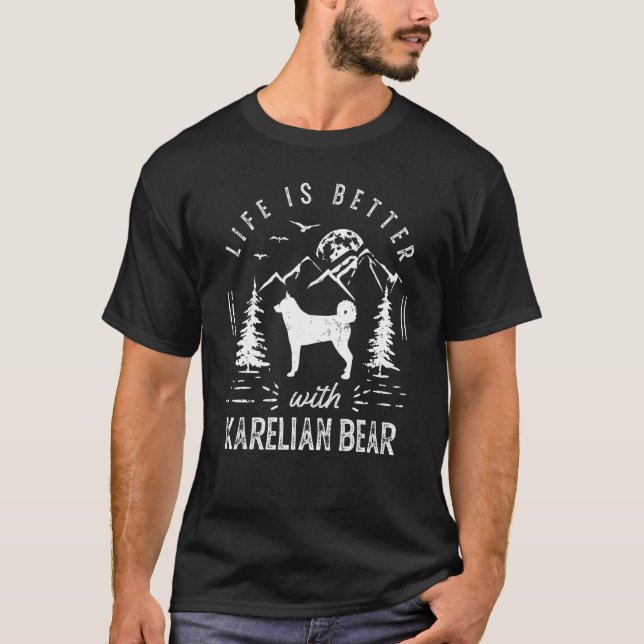 T-shirt Karelian Bear Life Better Maman Papa Chien (Devant)
