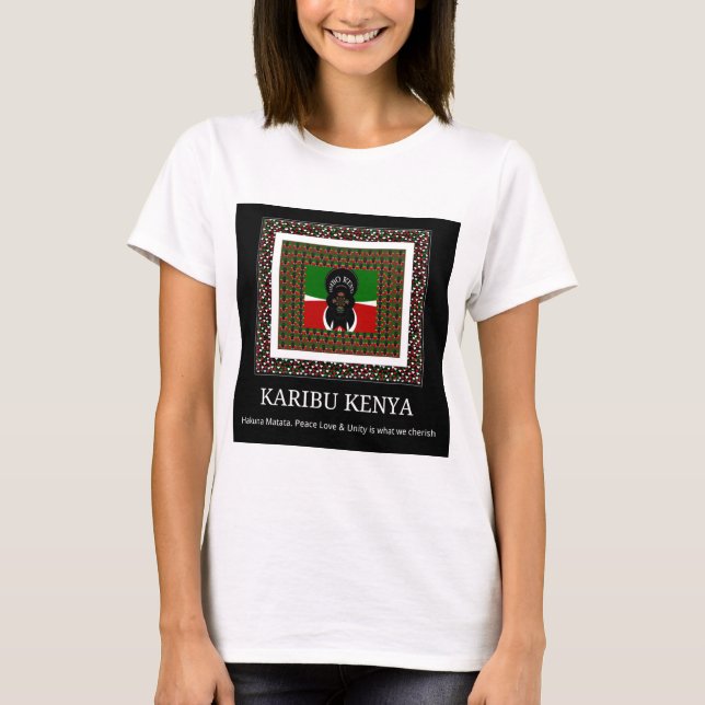 T-shirt Karibu Kenya : Les couleurs vives du drapeau natio (Devant)