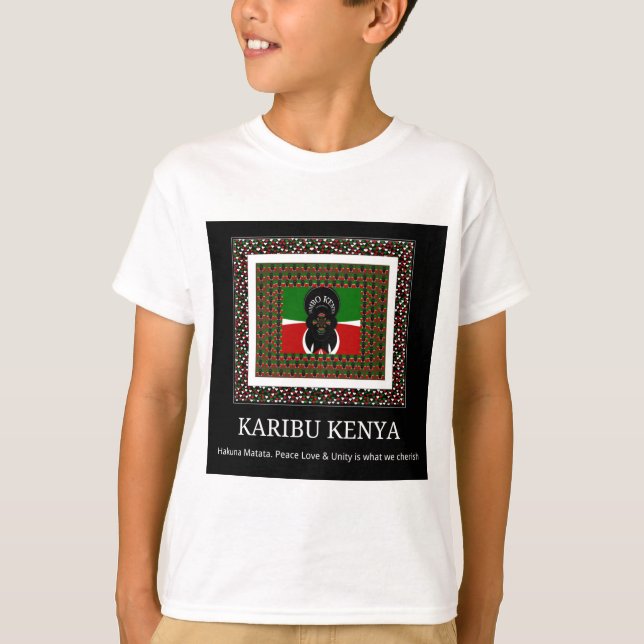 T-shirt Karibu Kenya : Les couleurs vives du drapeau natio (Devant)