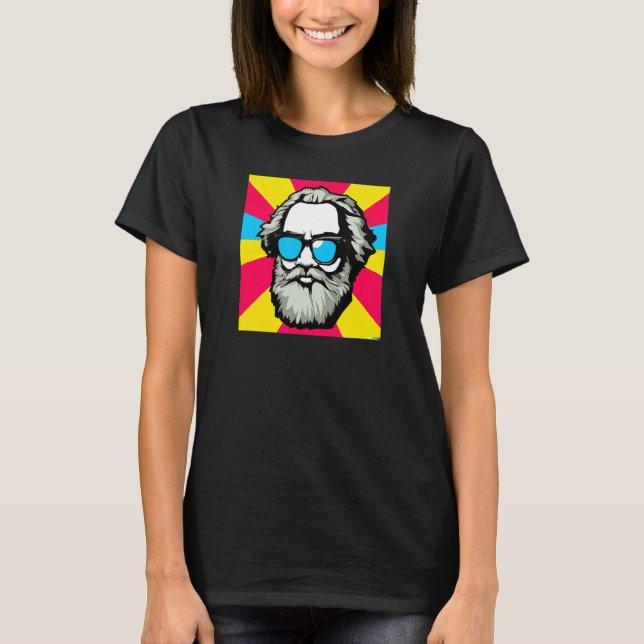 T-shirt Karl Marx avec lunettes de soleil Pop Art Portrait (Devant)
