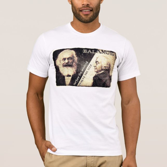 T-shirt Karl Marx contre Adam Smith, la zen de - mots sur  (Devant)