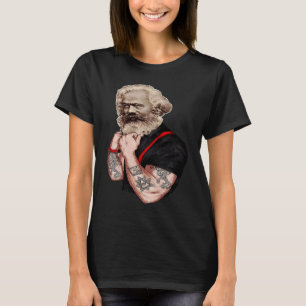 T-shirt Karl Marx Pop Art Portrait Revolution Tatoo Vintag