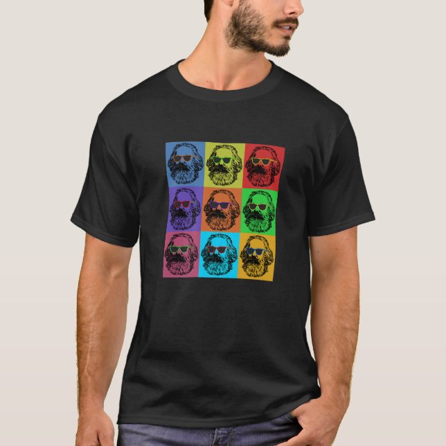 T-shirt Karl Marx Pop Art, Portrait Revolutioniere, Retro (Devant)