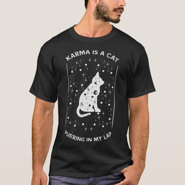 T-shirt Karma is Cat Music Funny Celestial Animaux Filles  (Devant)