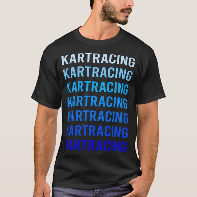 T-shirt Karts de course de texte bleu (Devant)