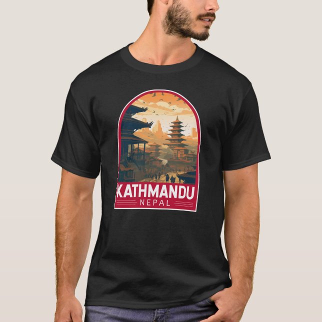 T-shirt Kathmandu Nepal Travel Art Vintage (Devant)