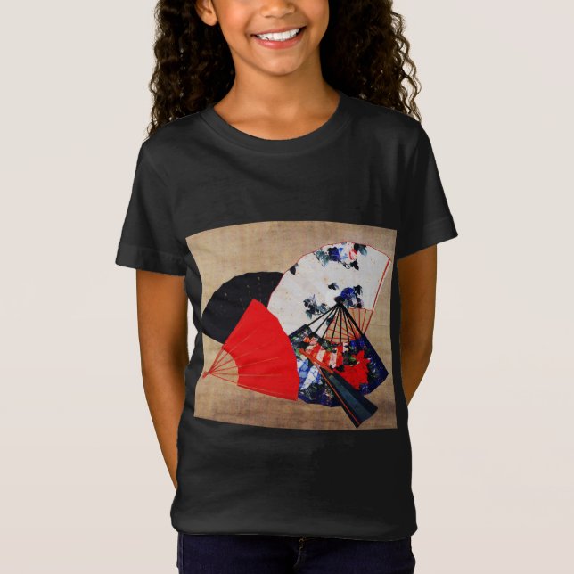 T-Shirt Katsushika Hokusai - Cinq fans (Devant)
